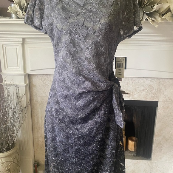 Macy’s Robbie Bee Glitter Lace Sheathe Dress, Size Small - Picture 5 of 11